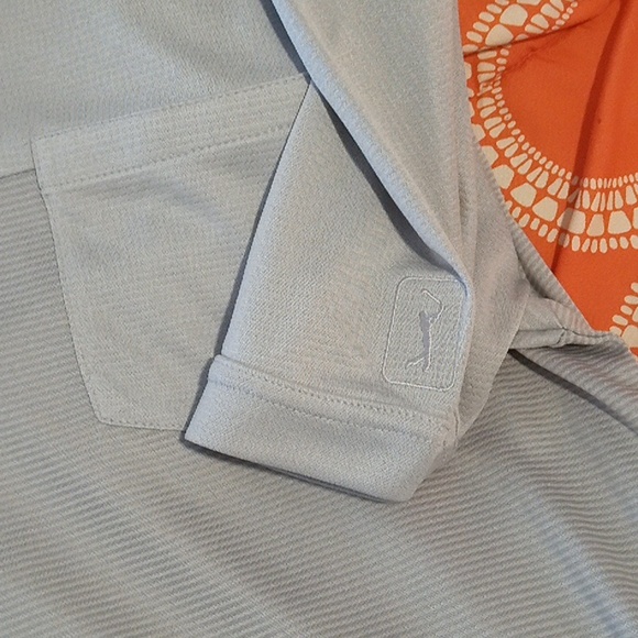 Men's PGA tour size medium Gray polo golf shirt with pocket gray patterned - Picture 4 of 8